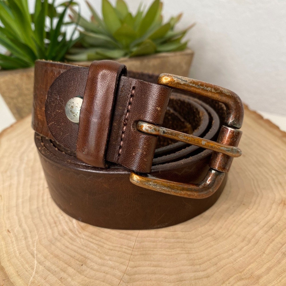 Blackjack Mens Brown Leather Belt‎ Embossed Geometric Pattern Made in Canada 36